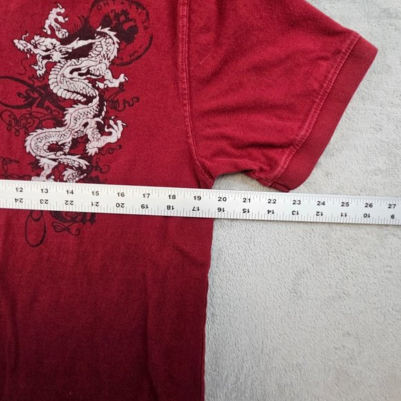 Arizona Henley Shirt Boys XL Burgundy Chinese Dragon Casual‎ Comfort Pullover - Picture 5 of 9